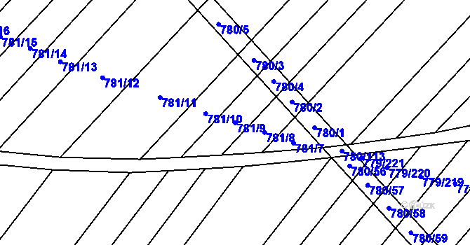 Parcela st. 781/9 v KÚ Kuchařovice, Katastrální mapa