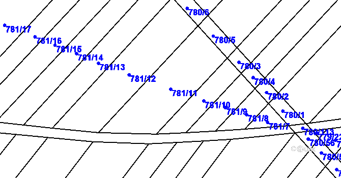 Parcela st. 781/11 v KÚ Kuchařovice, Katastrální mapa