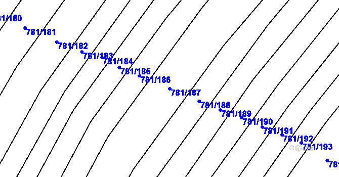 Parcela st. 781/187 v KÚ Kuchařovice, Katastrální mapa