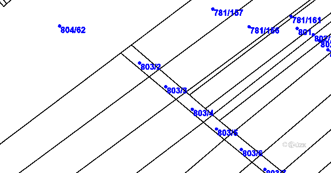 Parcela st. 803/3 v KÚ Kuchařovice, Katastrální mapa