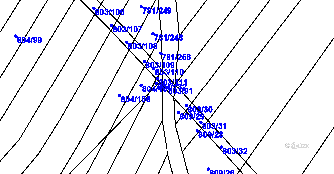 Parcela st. 803/91 v KÚ Kuchařovice, Katastrální mapa