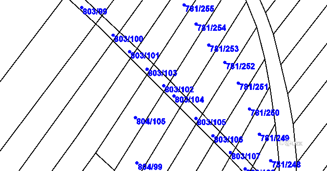 Parcela st. 803/102 v KÚ Kuchařovice, Katastrální mapa