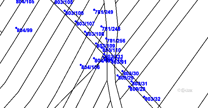 Parcela st. 803/111 v KÚ Kuchařovice, Katastrální mapa