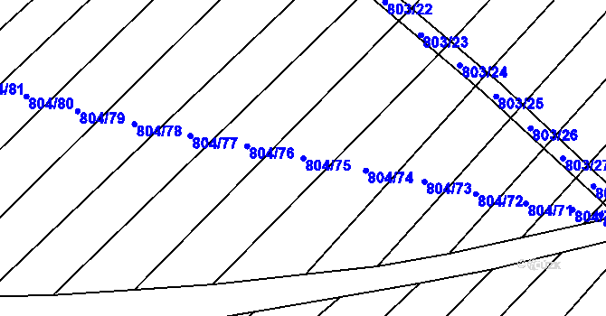 Parcela st. 804/75 v KÚ Kuchařovice, Katastrální mapa