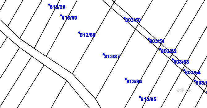 Parcela st. 813/87 v KÚ Kuchařovice, Katastrální mapa