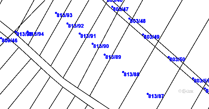 Parcela st. 813/89 v KÚ Kuchařovice, Katastrální mapa