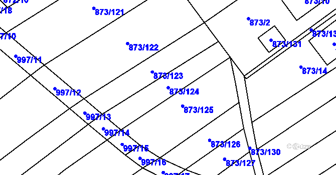 Parcela st. 873/124 v KÚ Kuchařovice, Katastrální mapa