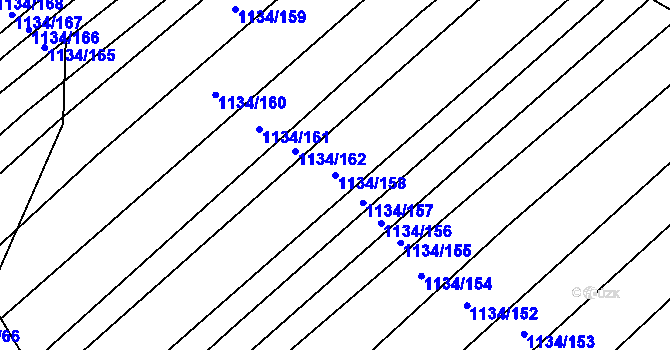 Parcela st. 1134/158 v KÚ Kuchařovice, Katastrální mapa