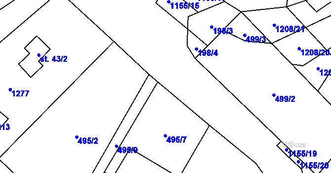Parcela st. 1155/29 v KÚ Kujavy, Katastrální mapa
