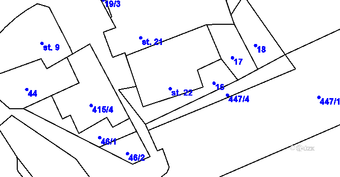 Parcela st. 22 v KÚ Pohořílky u Kujav, Katastrální mapa