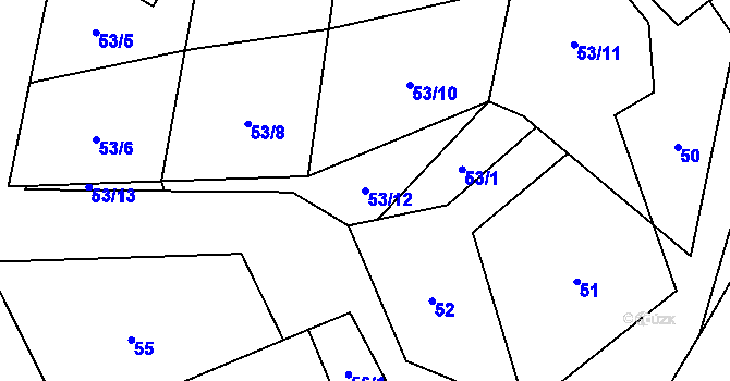Parcela st. 53/12 v KÚ Pohořílky u Kujav, Katastrální mapa