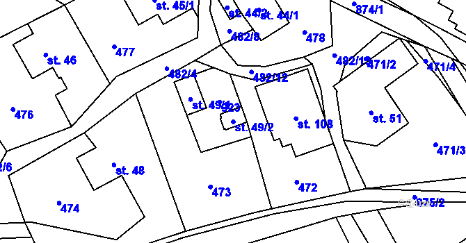 Parcela st. 49/2 v KÚ Kuklík, Katastrální mapa