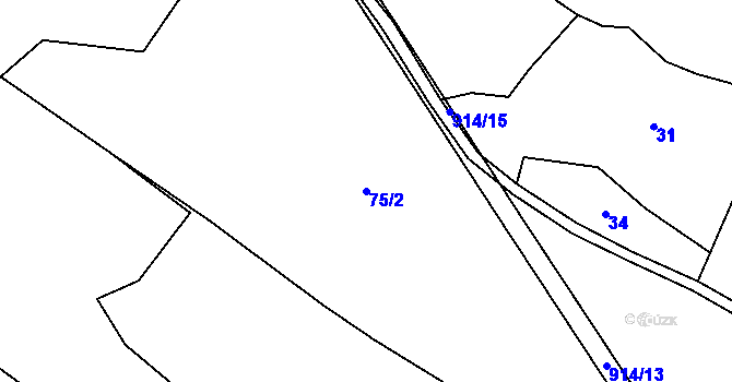 Parcela st. 75/2 v KÚ Kuklík, Katastrální mapa