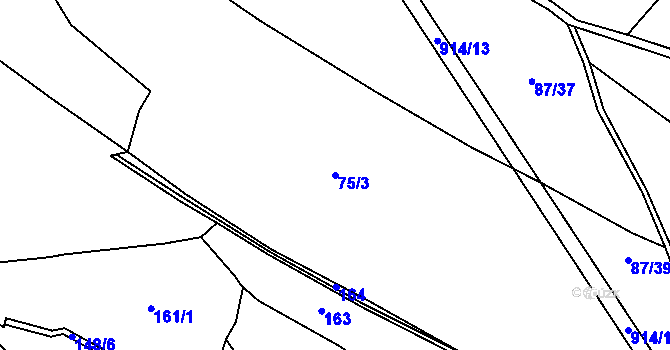 Parcela st. 75/3 v KÚ Kuklík, Katastrální mapa