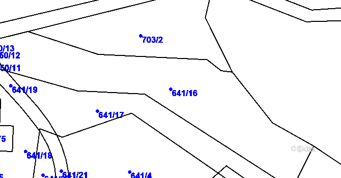 Parcela st. 641/16 v KÚ Kuklík, Katastrální mapa