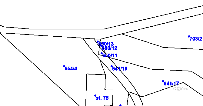 Parcela st. 650/11 v KÚ Kuklík, Katastrální mapa