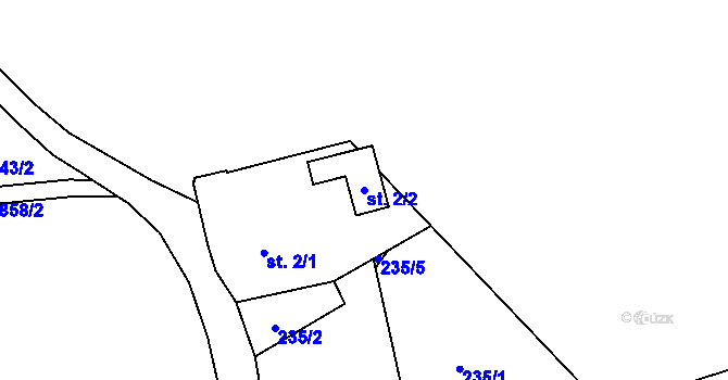Parcela st. 2/2 v KÚ Kuklík, Katastrální mapa