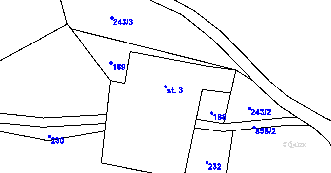 Parcela st. 3 v KÚ Kuklík, Katastrální mapa