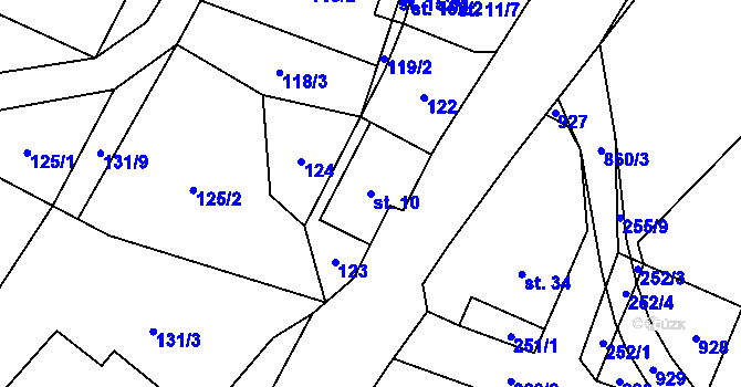 Parcela st. 10 v KÚ Kuklík, Katastrální mapa