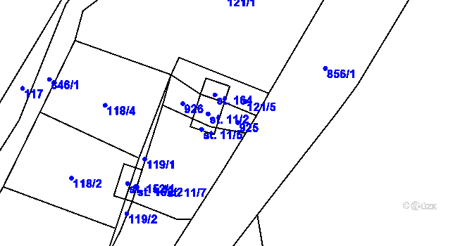 Parcela st. 11/1 v KÚ Kuklík, Katastrální mapa