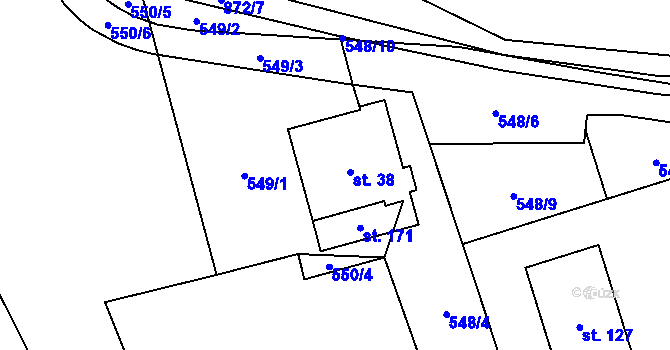 Parcela st. 38 v KÚ Kuklík, Katastrální mapa