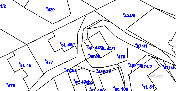 Parcela st. 44/2 v KÚ Kuklík, Katastrální mapa