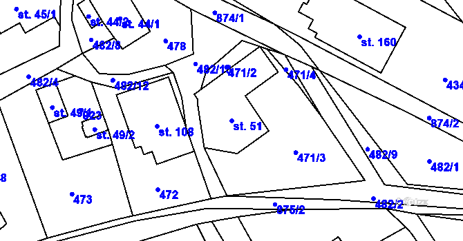 Parcela st. 51 v KÚ Kuklík, Katastrální mapa