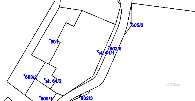 Parcela st. 61/1 v KÚ Kuklík, Katastrální mapa