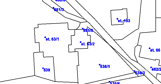 Parcela st. 63/2 v KÚ Kuklík, Katastrální mapa