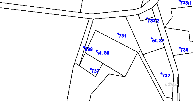 Parcela st. 88 v KÚ Kuklík, Katastrální mapa