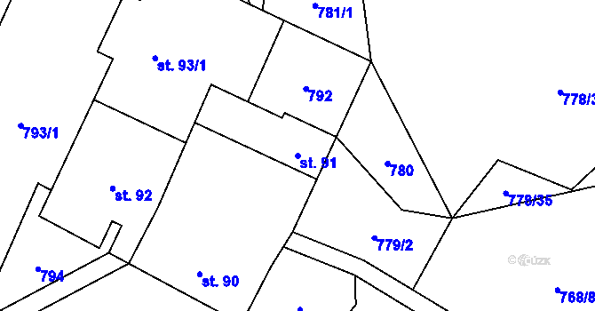 Parcela st. 91 v KÚ Kuklík, Katastrální mapa