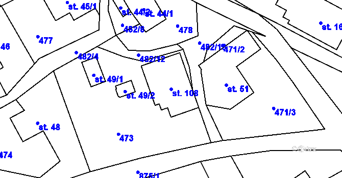 Parcela st. 108 v KÚ Kuklík, Katastrální mapa