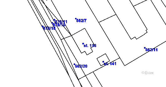 Parcela st. 116 v KÚ Kuklík, Katastrální mapa