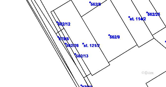 Parcela st. 121/2 v KÚ Kuklík, Katastrální mapa