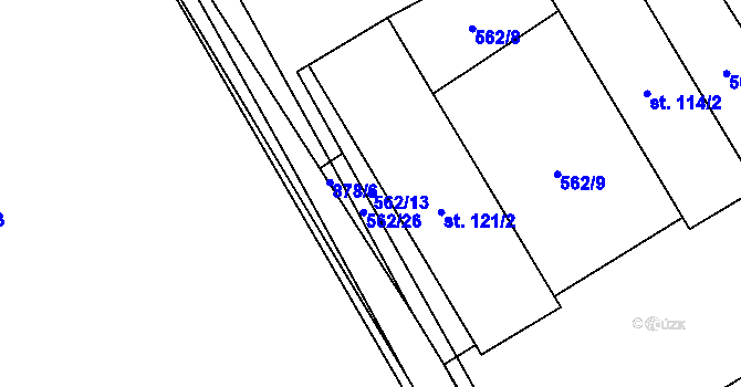 Parcela st. 562/13 v KÚ Kuklík, Katastrální mapa