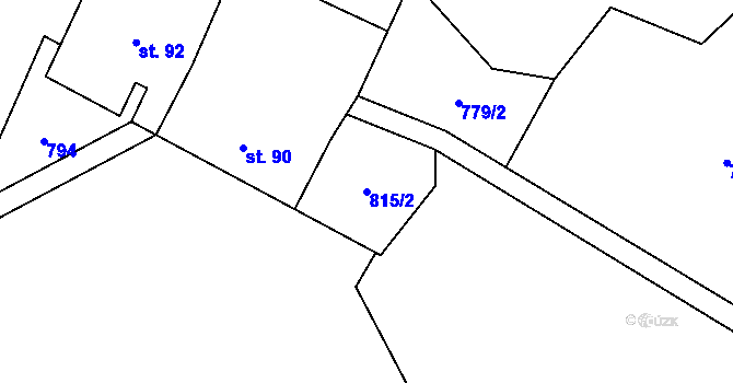 Parcela st. 815/2 v KÚ Kuklík, Katastrální mapa