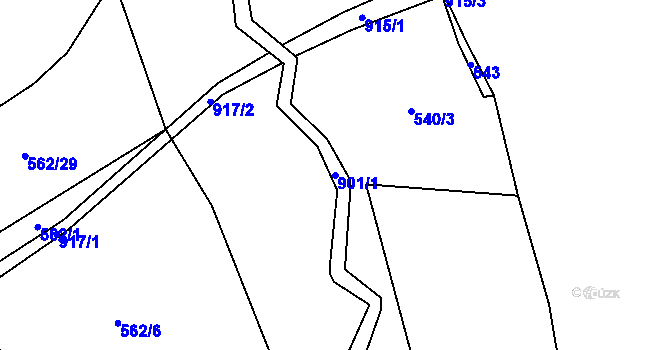 Parcela st. 901/1 v KÚ Kuklík, Katastrální mapa