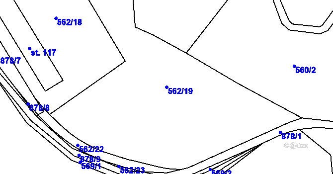 Parcela st. 562/19 v KÚ Kuklík, Katastrální mapa