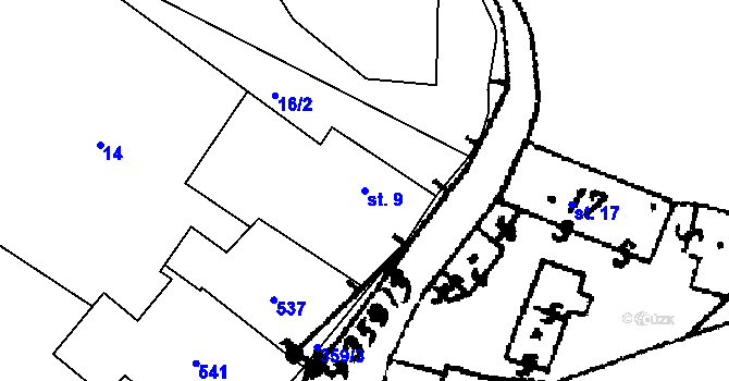 Parcela st. 9 v KÚ Kašov, Katastrální mapa