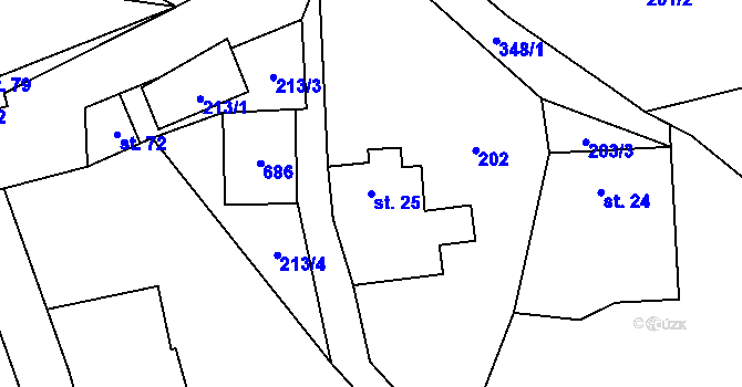 Parcela st. 25 v KÚ Kašov, Katastrální mapa