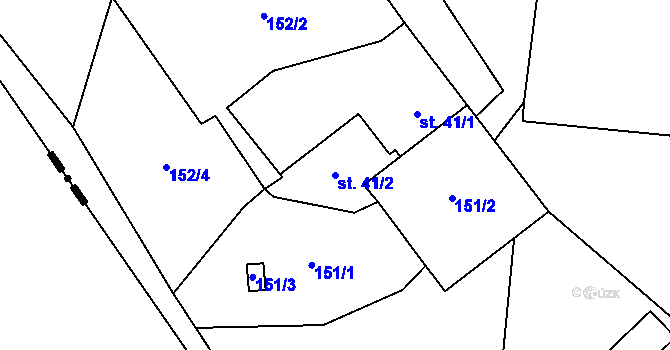 Parcela st. 41/2 v KÚ Kašov, Katastrální mapa