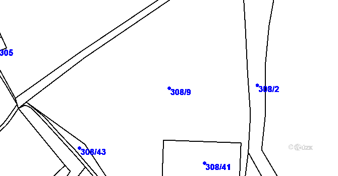 Parcela st. 308/9 v KÚ Kašov, Katastrální mapa