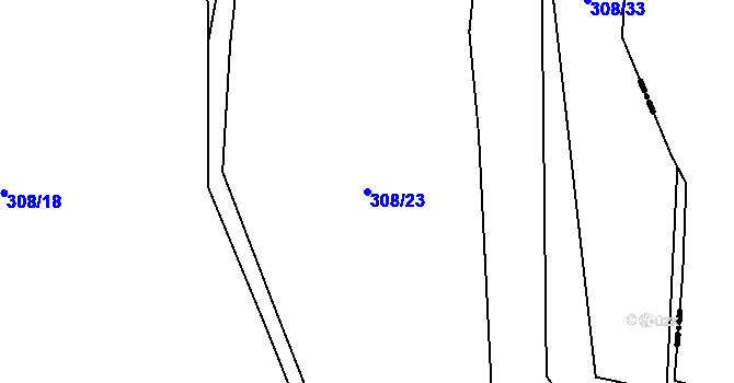 Parcela st. 308/23 v KÚ Kašov, Katastrální mapa