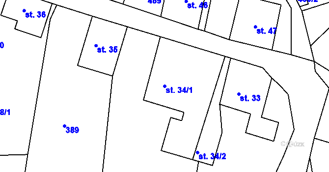 Parcela st. 34/1 v KÚ Kuks, Katastrální mapa