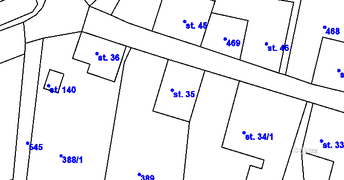 Parcela st. 35 v KÚ Kuks, Katastrální mapa