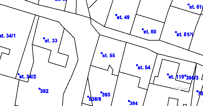 Parcela st. 55 v KÚ Kuks, Katastrální mapa