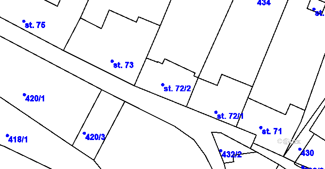Parcela st. 72/2 v KÚ Kuks, Katastrální mapa
