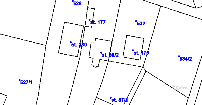 Parcela st. 88/2 v KÚ Kuks, Katastrální mapa