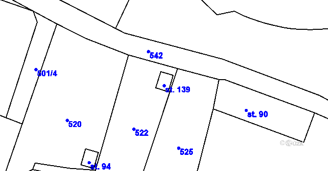 Parcela st. 139 v KÚ Kuks, Katastrální mapa