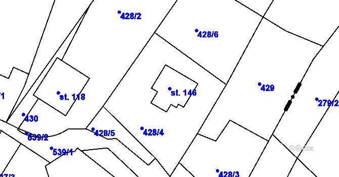 Parcela st. 146 v KÚ Kuks, Katastrální mapa